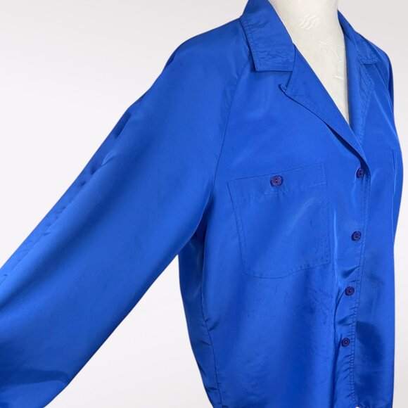 Vintage Laura and Jayne Royal Blue Button Up Blouse Size 10 - Picture 7 of 10